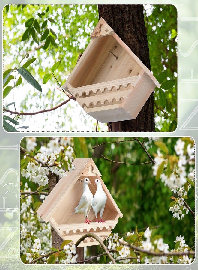 DoubleFill صندوق تعشيش حمام من خشب الأرز من دبل فيل، قطعة واحدة، بيت طيور خشبي خارجي بفتحة مثلثة، مناسب لتعشيش الحمام ووضعه على منصة للراحة، ديكور حديقة - Image 4